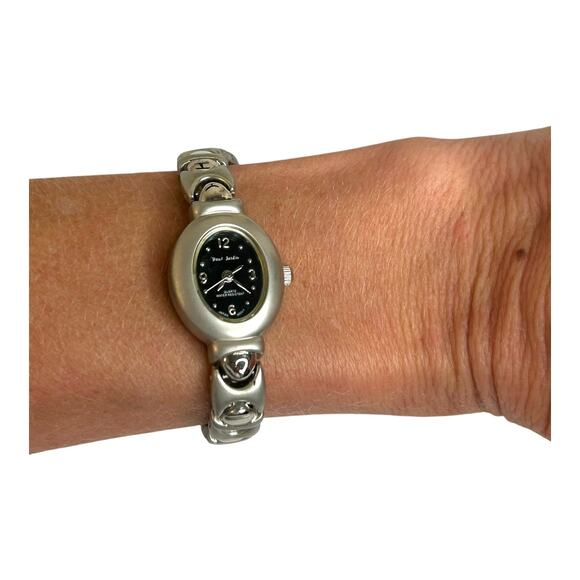 Womens Vintage Paul Jardin Silver Tone Quartz Watch Black Dial - Picture 3 of 8